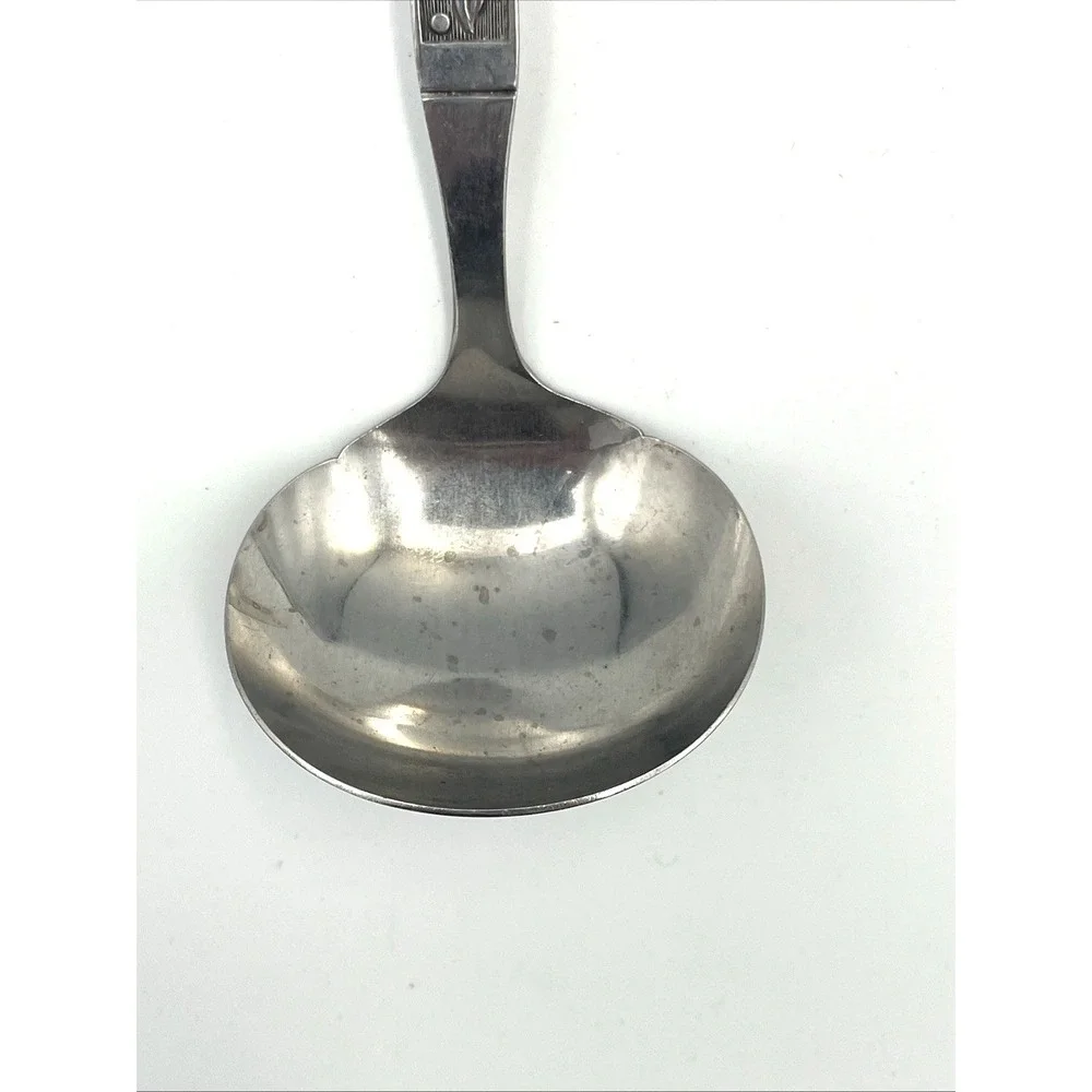 Vintage Stainless Ladle Serving Spoon Flatware Black Accent Floral Japan MCM